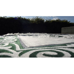 سجادة الصلاة المخملية ، خلفية الرمل ، أخضر التنوب ، Pattern