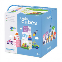 Ludo'cubes: Tower of 10 stackable cubes, Learning toy (Arabic-French), Educatfal