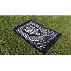 Thick & large prayer rug - BLUE background & WHITE pattern