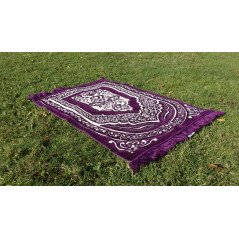 Thick & large prayer rug - PURPLE background & WHITE pattern