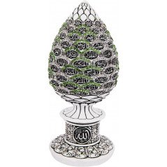 Stone trinket featuring Asma Allah Al Husna: White decorative object decorated with stones