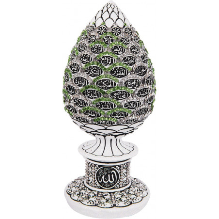 Stone trinket featuring Asma Allah Al Husna: White decorative object decorated with stones