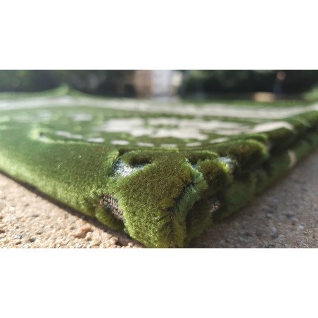 Tapis de Prière - motif fleurs - Fond Vert Sapin