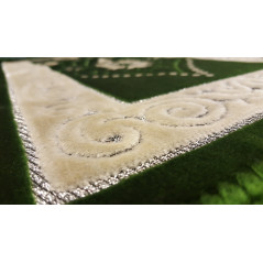 Children's Prayer Rug - GREEN COLOR - silver filament inlay - size 75X35 cm