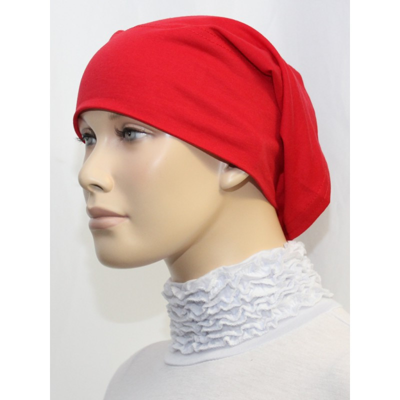 عقال (بونيه) أنبوب- تحت الحجاب -100٪ فيسكوز / بوليستر- (أحمر سادة)