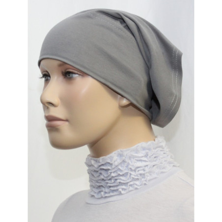 Tube headband under hijab (plain light grey)