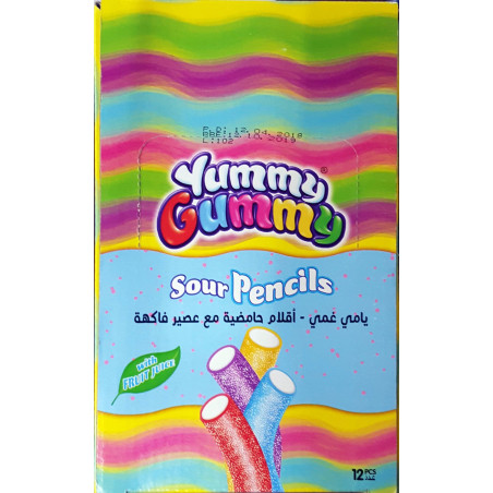 Halal Candies (Multifruit Sweet Sour Sticks) – Yummy Gummy (SourPencils) – 80g Bag