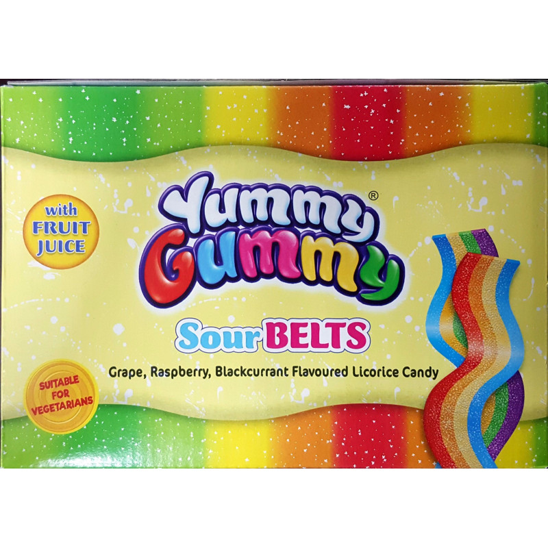 Halal Candies (Multifruit Sweet Sour Ribbons) – Yummy Gummy (SourBelts) – 80g Bag