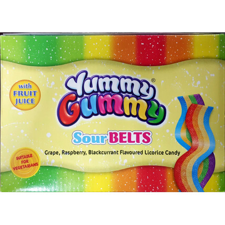 Bonbons Halal (Rubans acidulés sucrés multifruit) – Yummy Gummy  (SourBelts)– Sachet de 80 g