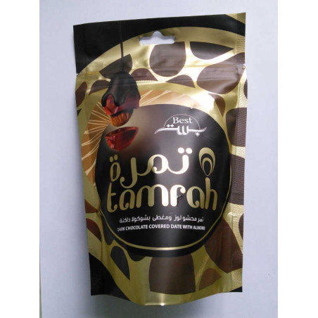Tamrah - Dattes aux amandes enrobées de Chocolat noir (100 g)
