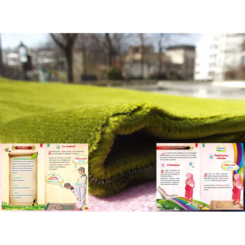 سجادة صلاة للأطفال - لون صلب - 74 × 48 سم - أسود الغابات الخضراء