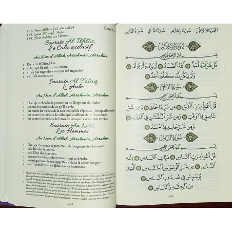 The Koran - Translated and annotated by Abdallah Penot - CARDBOARD SUEDE COVER - GOLDEN EDGE - GREEN COLOR