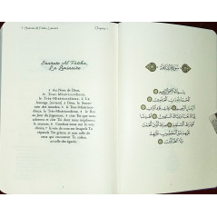 Le Coran - Traduit et annoté par Abdallah Penot - COUVERTURE DAIM CARTONNÉE - BORD DORÉE - COLORIE BLEU CIEL