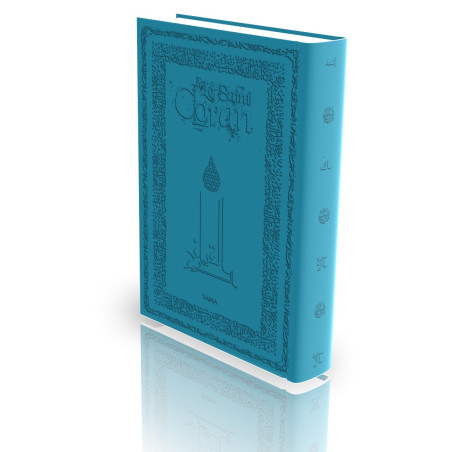 The Koran - Translated and annotated by Abdallah Penot - CARDBOARD SUEDE COVER - SILVER EDGE - TURQUOISE COLOR