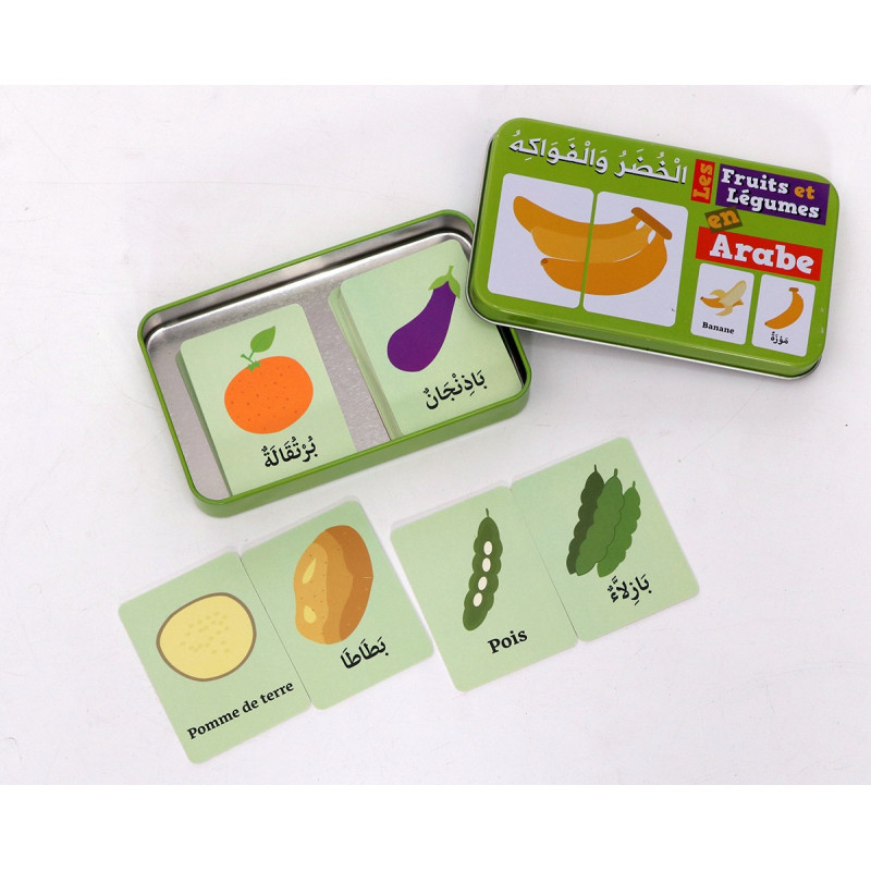 Ma boîte puzzle DUO Les Fruits et Légumes: 32 pièces (boîte métallique) - Arabe/Français