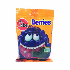 JAKE Berries: Bonbons Halal gélifiés (Mûres et framboises, Sans Gluten)- Sachet de 75 g
