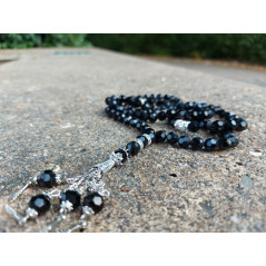Muslim Glass Crystal Rosary for Tasbih 99 grains (Col. Matte Black)