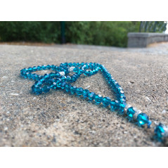 Muslim Glass Crystal Rosary for Tasbih 99 grains (Translucent Blue Col.)
