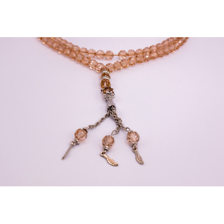 Muslim Crystal Glass Rosary for Tasbih 99 grains (Translucent Brown Col.)