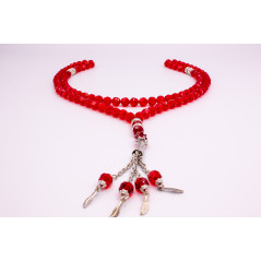 Muslim Glass Crystal Rosary for Tasbih 99 grains (Translucent Red Col.)