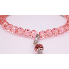 Muslim Glass Crystal Rosary for Tasbih 33 grains (Translucent Pink Col.)