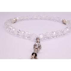 Muslim Glass Crystal Rosary for Tasbih 33 grains (Translucent White Col.)
