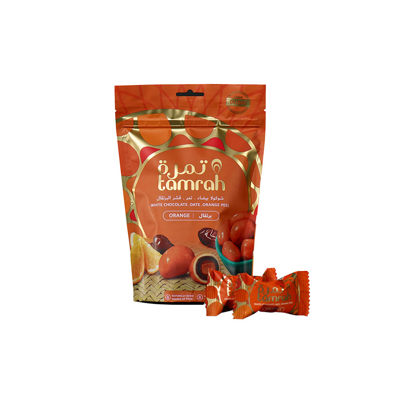 Tamrah Orange - Dattes enrobées de Chocolat blanc et zeste d'orange (80 g)