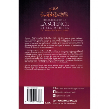 Recueil de Paroles sur La Science et Ses Mérites, de l'imam Ibn 'Abd Al-Barr