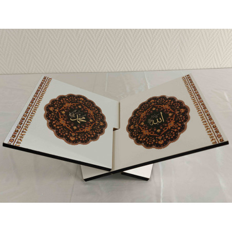 Wooden Desk - Foldable Book Holder, Reading Lectern, WHITE BACKGROUND FLOWER PATTERN(30x18cm)