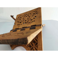 مكتب خشبي - حامل كتب قابل للطي ، منبر للقراءة ، خشب مصنوع يدويًا مع رفرفة تثبيت كتاب (52 × 30 سم) - REF-TS-020