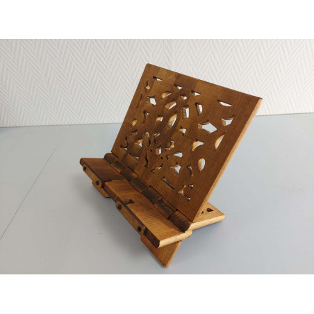 Wooden Lectern: Foldable Book Holder, Handcrafted Wood Reading Lectern with Book Fixing Flap (37x30cm) - REF-TS-021