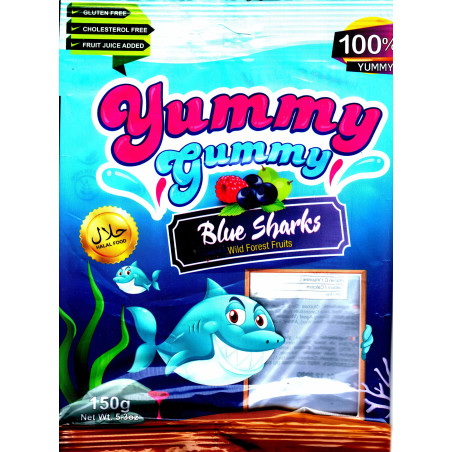 أسماك القرش الزرقاء الصمغية اللذيذة - أسماك القرش الصمغية الزرقاء ، بنكهة الفاكهة البرية ، خالية من الغلوتين ، خالية من الكوليست