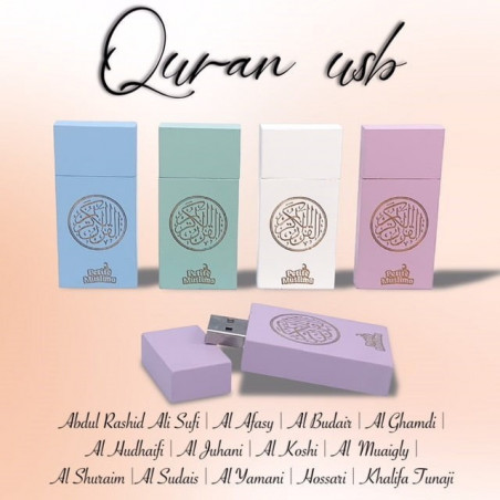 16GB USB Drive with Full Holy Quran MP3 Recited Entirely by Multiple Reciters - Pink Color