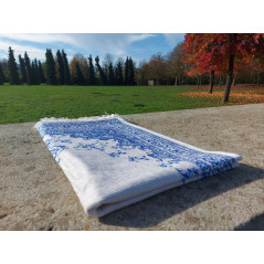 Fine Prayer Rug (Cotton/Polyester) - floral arabesque pattern - color BLUE