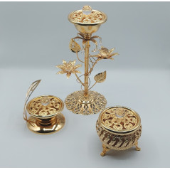 Gold metallic censer / incense burner - BIG CUT - REF590