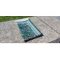 Prayer rug in polyester - Embroidered floral arabesque motifs - dominant color GREEN