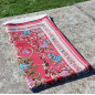 Prayer rug in polyester - Embroidered floral arabesque motifs - dominant color RED