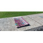 Prayer rug in polyester - Embroidered floral arabesque motifs - dominant color BORDEAU