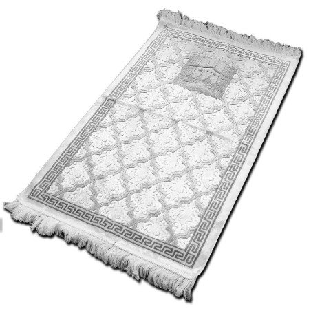 Opalescent velvet carpet, Silver color, "Kaaba" central motif