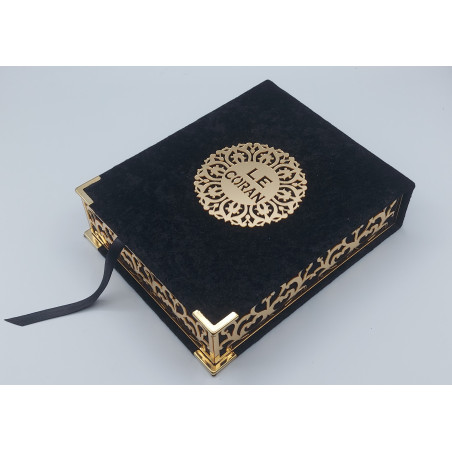 LUXURY QURAN BOX - Medium Size + FR/AR Quran - BLACK color