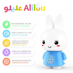 ALILOU (bleu)  Le petit Lapinou Mouslim -  Jouet / Veilleuse Ludo-éducatif pour enfants musulmans