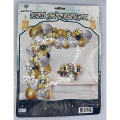 Black/Gold/White Balloon Arches - Eid Mubarak Decoration (50 pieces)
