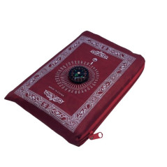 Tapis de prière Islamique de Voyage avec Boussole et Sac de Transport, en Polyester étanche 60 x 100 cm, Col. Rouge