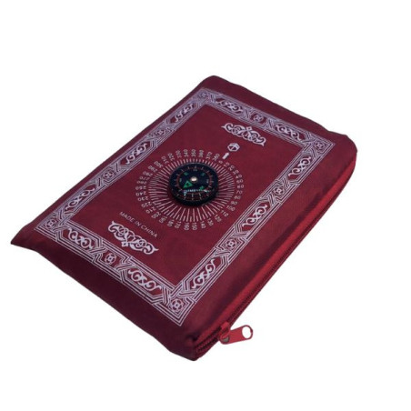 Islamic Travel Prayer Rug with Compass and Carrying Bag, Waterproof Polyester 60 x 100 cm, Col. Red