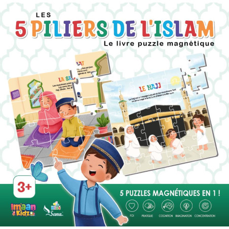 Livre Puzzle Magnétique : Les 5 Piliers de l'Islam (5 Puzzles Magnétiques en 1)