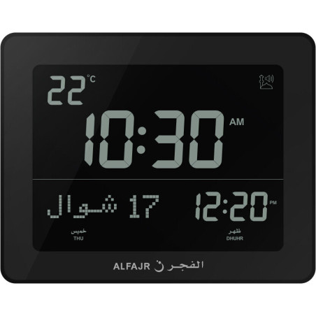 Horloge de bureau AlFajr (NOIR) avec appel à la prière REF CF19B