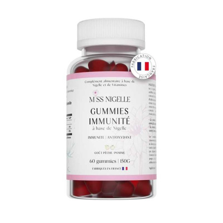 Gummies Immunité Miss Nigelle: Délice pêche/pomme pour renforcer l'immunité"