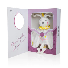 Islatoys Rabbit Comforter with Teething Ring for Baby Girl