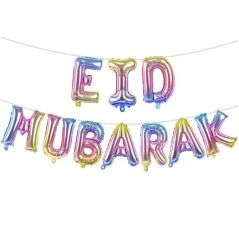 Guirlande Lettres Ballon Eid Mubarak Multicolore : Décoration Fête Musulmane