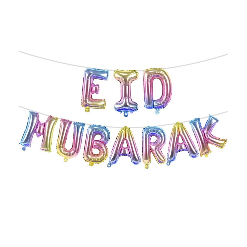 Guirlande Lettres Ballon Eid Mubarak Multicolore : Décoration Fête Musulmane